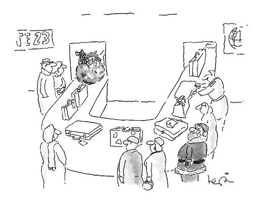 Santa Claus Wall Art featuring the drawing New Yorker December 12th, 1988 by Arnie Levin