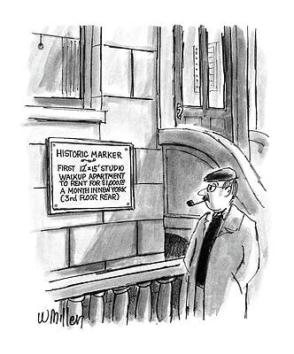 Historic Drawing - New Yorker December 14th, 1987 by Warren Miller