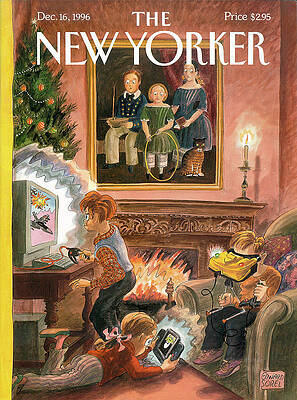 Tech-Savvy Children During Christmas Wall Art