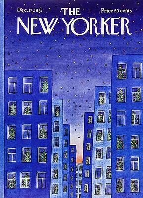 Dusk Painting - New Yorker December 17th 1973 by Jean-Michel Folon