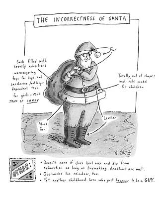 Santa Claus Drawing - New Yorker December 19th, 1994 by Roz Chast