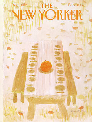 Pumpkin Painting - New Yorker December 1st, 1980 by James Stevenson