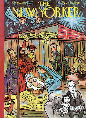 Nativity Scene Cartoon by William Steig Wall Art