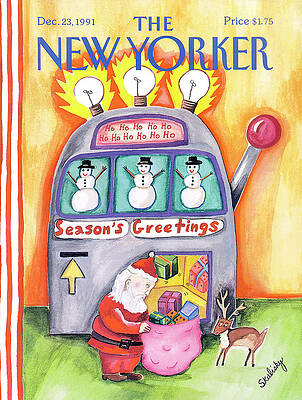 Santa and Slot Machine Christmas Wall Art