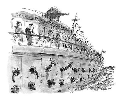 Passenger Wall Art featuring the drawing New Yorker December 24th, 1990 by James Stevenson