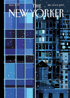 Nighttime View of City Buildings Painting