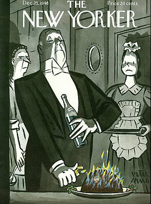 Eating Painting - New Yorker December 25th, 1948 by Peter Arno