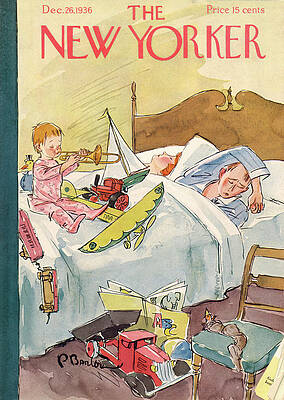 Child Playing Bugle in Bedroom Wall Art