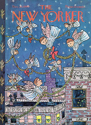 Angels Above City at Night Painting