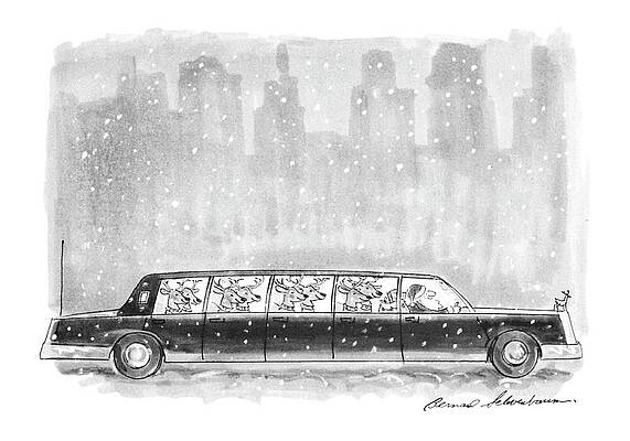 Drive Wall Art featuring the drawing New Yorker December 27th, 1993 by Bernard Schoenbaum