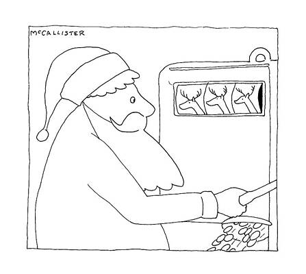 Santa Claus Wall Art featuring the drawing New Yorker December 28th, 1992 by Richard McCallister