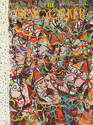 Colorful Abstract Faces on Magazine Cover Wall Art