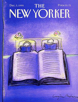 Couple Reading in Bed Illustration Painting