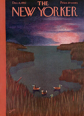 Sunrise Wall Art featuring the painting New Yorker December 6th, 1952 by Charles E Martin