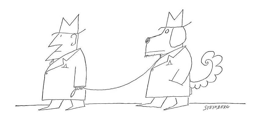 Man and Dog Walking Together Wall Art