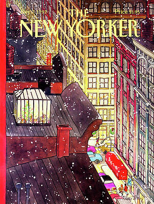 Snowy City Rooftop View Wall Art