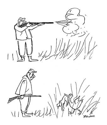 Shoot Wall Art featuring the drawing New Yorker December 9th, 1961 by Frank Modell