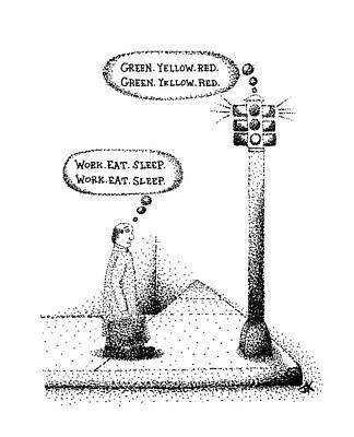 Thinking Wall Art featuring the drawing New Yorker December 9th, 1991 by James E. Kirchma