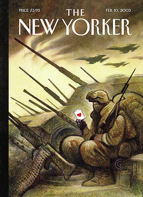 Soldier in a Trench with Playing Card Painting