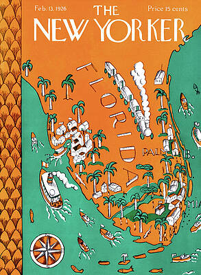 Vintage New Yorker Florida Map Cover Wall Art