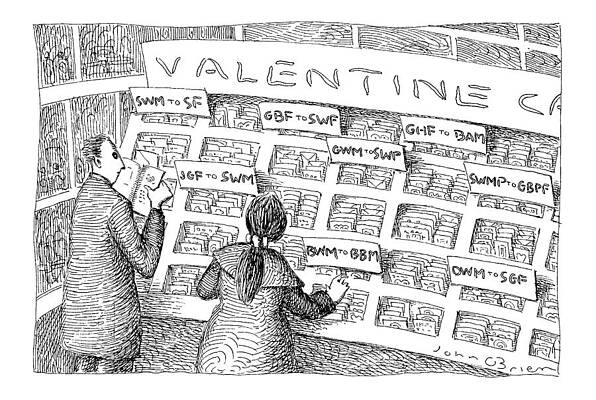 Valentine Drawing - New Yorker February 16th, 1998 by John O'Brien