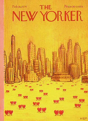 Cityscape with Heart Figures Wall Art