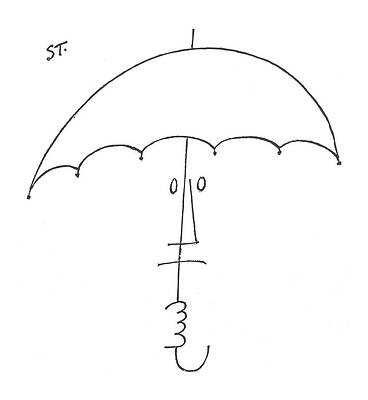 Creative Umbrella Face Sketch Wall Art