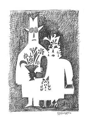 Gardening Drawing - New Yorker February 22nd, 1958 by Saul Steinberg