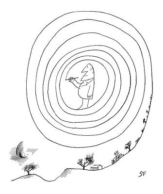 Man Within Circular Ripples Drawing