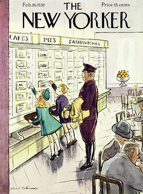 Children Choosing Food at Automat Painting