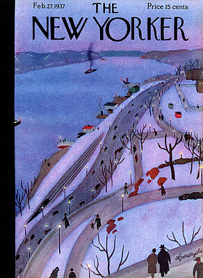 Sunrise Wall Art featuring the painting New Yorker February 27, 1937 by Adolph K Kronengold