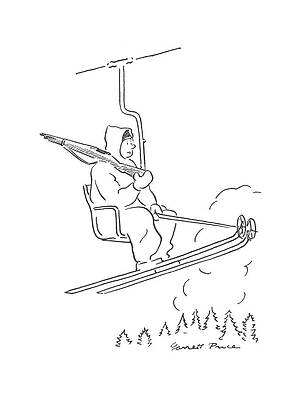 Ski Drawing - New Yorker February 27th, 1943 by Garrett Price