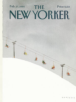 Ski Lift on a Snowy Hill Painting