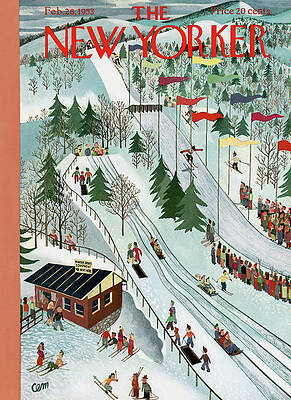 Vintage Ski Resort Scene Wall Art