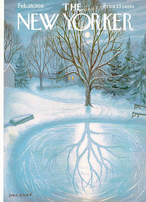 Winter Scene with Frozen Pond Wall Art