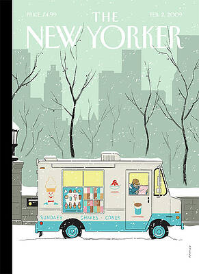 Snowy Ice Cream Truck Scene Painting