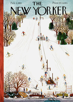 Vintage Ski Resort Scene Wall Art