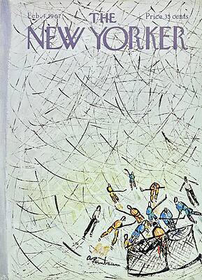 Chaotic Hockey Game on Ice Rink Painting