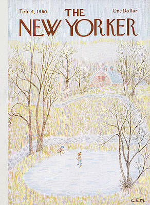 Skating on a Winter Pond Painting