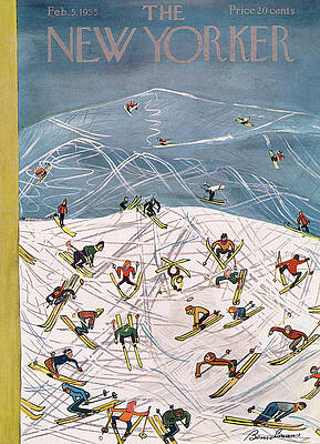 Skiers on a Busy Slope Wall Art