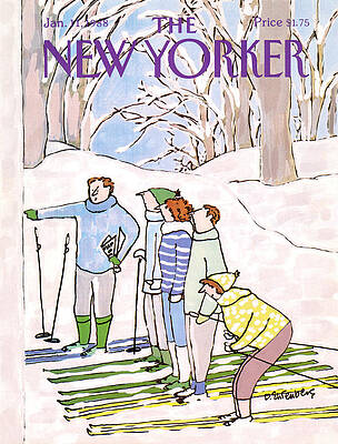 Skiers Checking the Map Painting