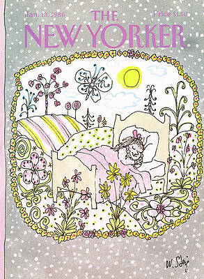 New Yorker Cover: Sleeping Child in Garden Painting