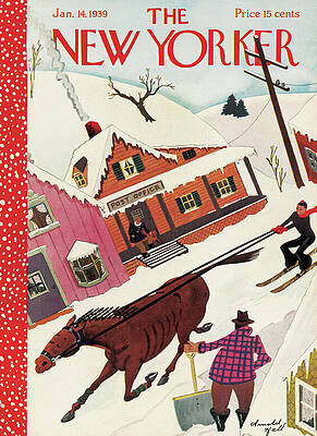 Winter Postal Scene with Horse Painting