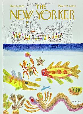 Sea Life Wall Art featuring the painting New Yorker January 14th 1967 by Joseph Low