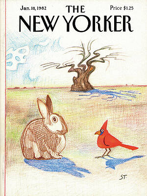 Rabbit and Cardinal Encounter Painting