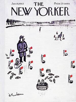 Winter Ice Fishing Scene Painting