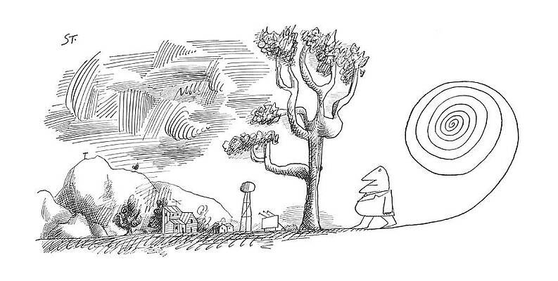 Hiking Drawing - New Yorker January 19th, 1963 by Saul Steinberg