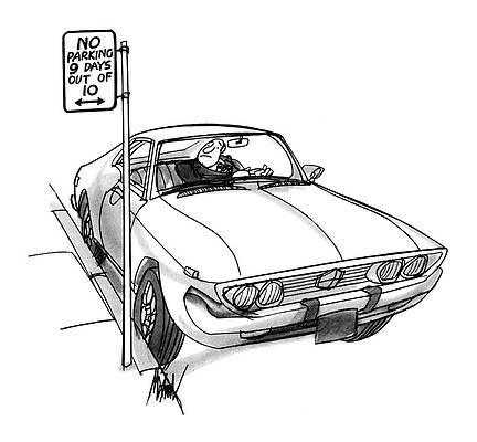 Humorous Parking Dilemma Drawing