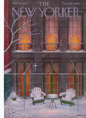 Snowy Balcony with Chairs Wall Art