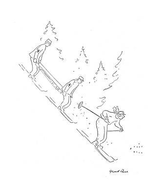Skiers on a Slope Drawing